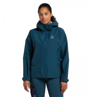 Women's Haglöfs Roc GTX Jacket Windbreaker Dark Ocean Canada | IO53-628