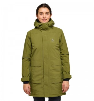 Women's Haglöfs Salix Proof Mimic Parka Insulated Jackets Olive Green Canada | CN83-263