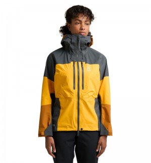 Women's Haglöfs Spitz GTX Pro Jacket Windbreaker Yellow / Magnetite Canada | UT02-931