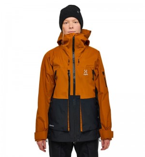 Women's Haglöfs Vassi GTX Jacket Windbreaker Golden Brown / Black Canada | BU66-222