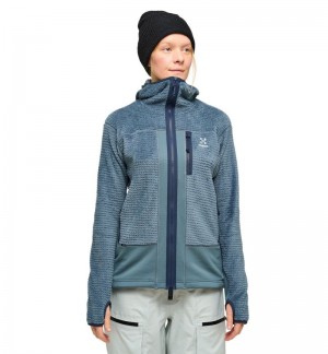 Women's Haglöfs Vassi Mid Hood Fleece Jackets Blue Canada | BZ27-100