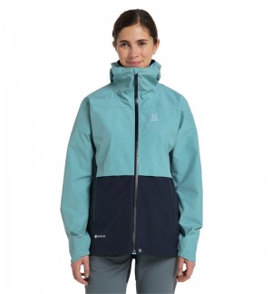 Women's Haglöfs Wilda GTX Jacket Windbreaker Green Blue / Blue Canada | VW27-206