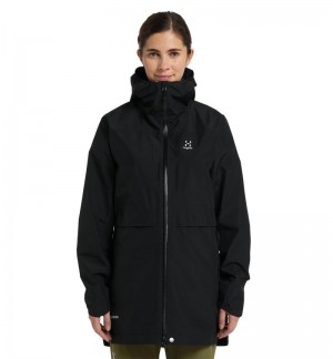 Women's Haglöfs Wilda GTX Parka Waterproof Jackets & Raincoats Black Canada | QU81-860