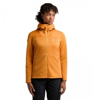 Women's Haglöfs Willow Mid Hood Fleece Jackets Yellow Canada | HJ91-471