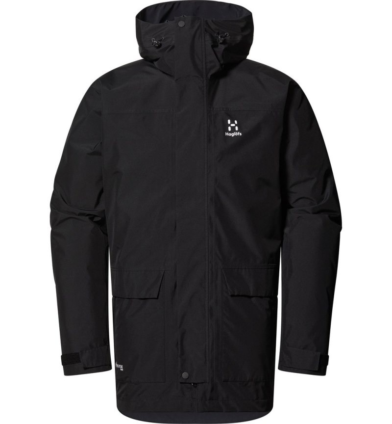 Men's Haglöfs Asp 3-in-1 GTX Parka Windbreaker Black Canada | SO55-454