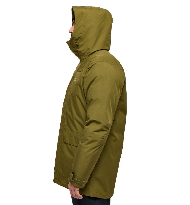 Men's Haglöfs Asp 3-in-1 GTX Parka Windbreaker Olive Green Canada | KG27-953