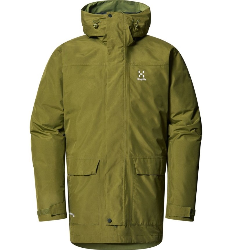 Men's Haglöfs Asp 3-in-1 GTX Parka Windbreaker Olive Green Canada | KG27-953