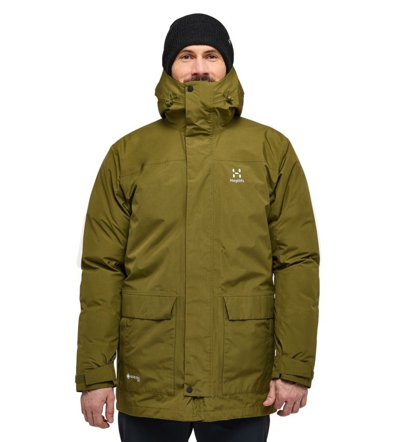 Men\'s Haglöfs Asp 3-in-1 GTX Parka Windbreaker Olive Green Canada | KG27-953