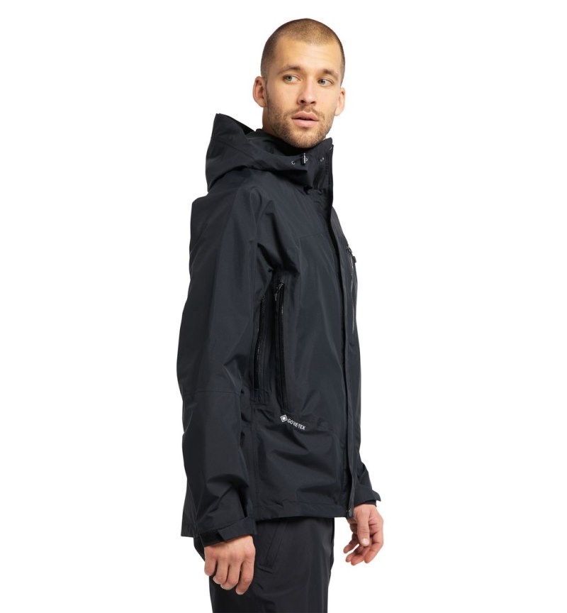 Men's Haglöfs Astral GTX Jacket Windbreaker Black Canada | TD62-761