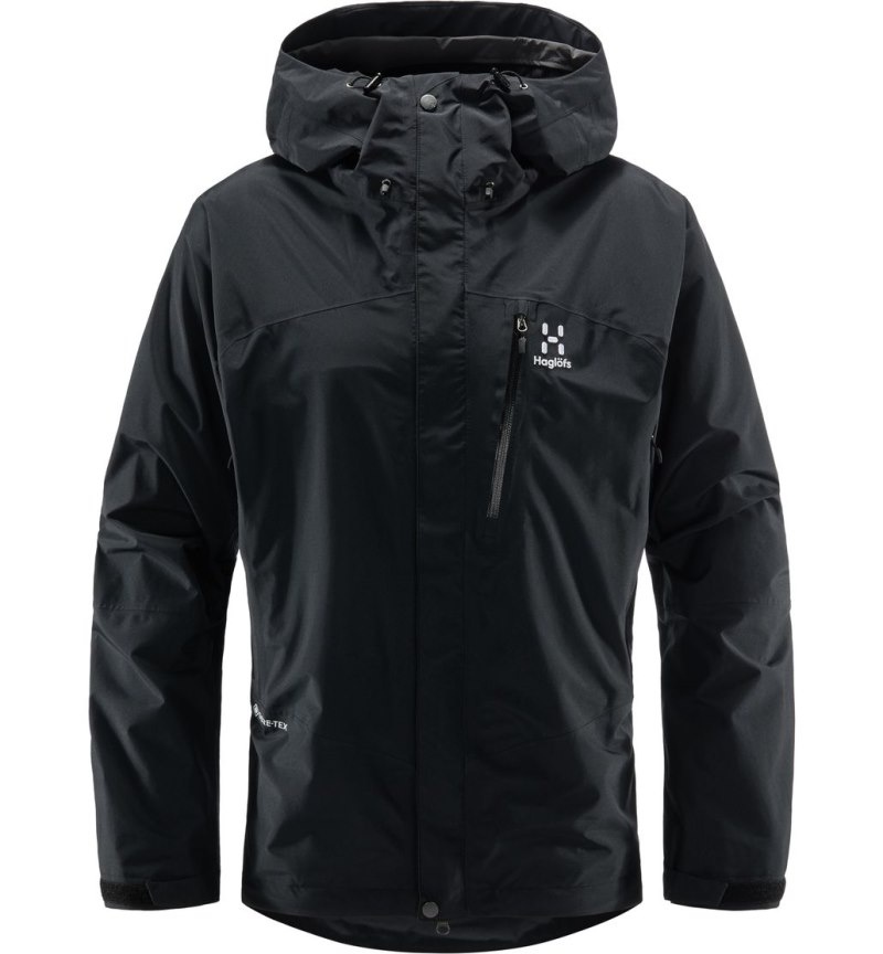 Men's Haglöfs Astral GTX Jacket Windbreaker Black Canada | TD62-761