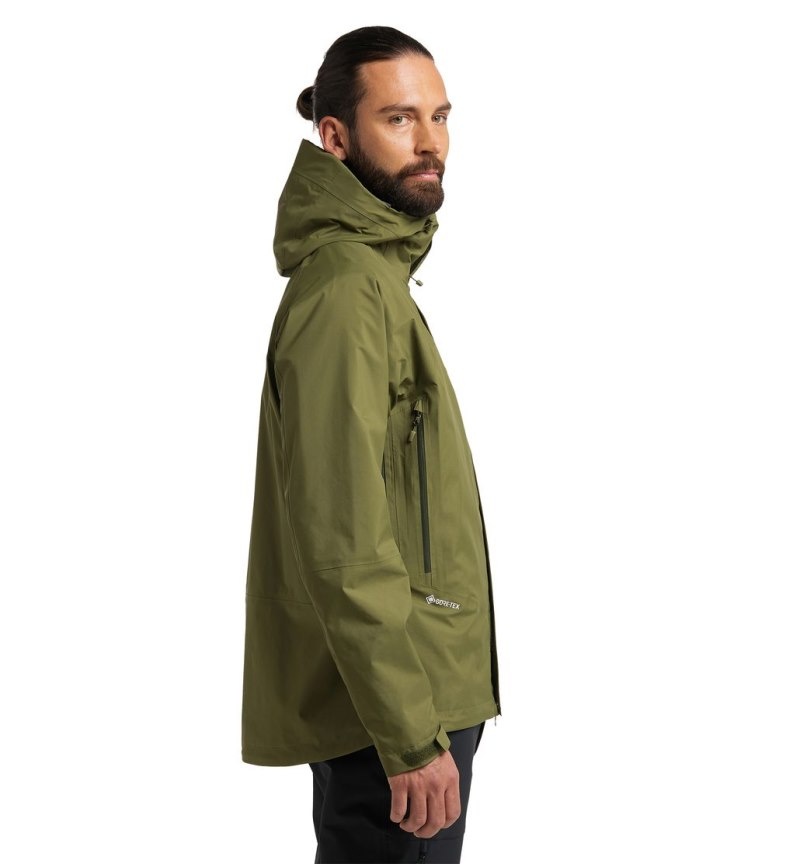 Men's Haglöfs Astral GTX Jacket Windbreaker Olive Green Canada | QN24-083