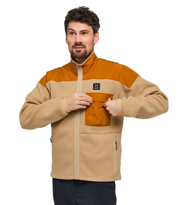 Men's Haglöfs Avesta Hybrid Jacket Fleece Jackets Beige Canada | RX22-520