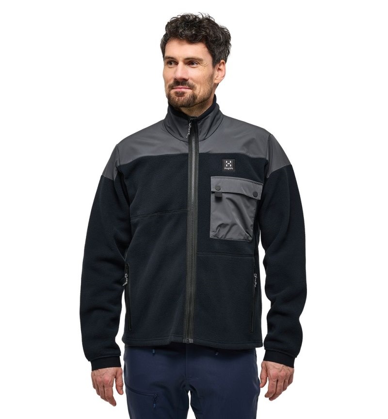 Men\'s Haglöfs Avesta Hybrid Jacket Fleece Jackets Black Canada | AL86-911