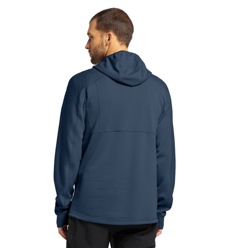 Men's Haglöfs Betula Hood Fleece Jackets Blue Canada | BE67-921