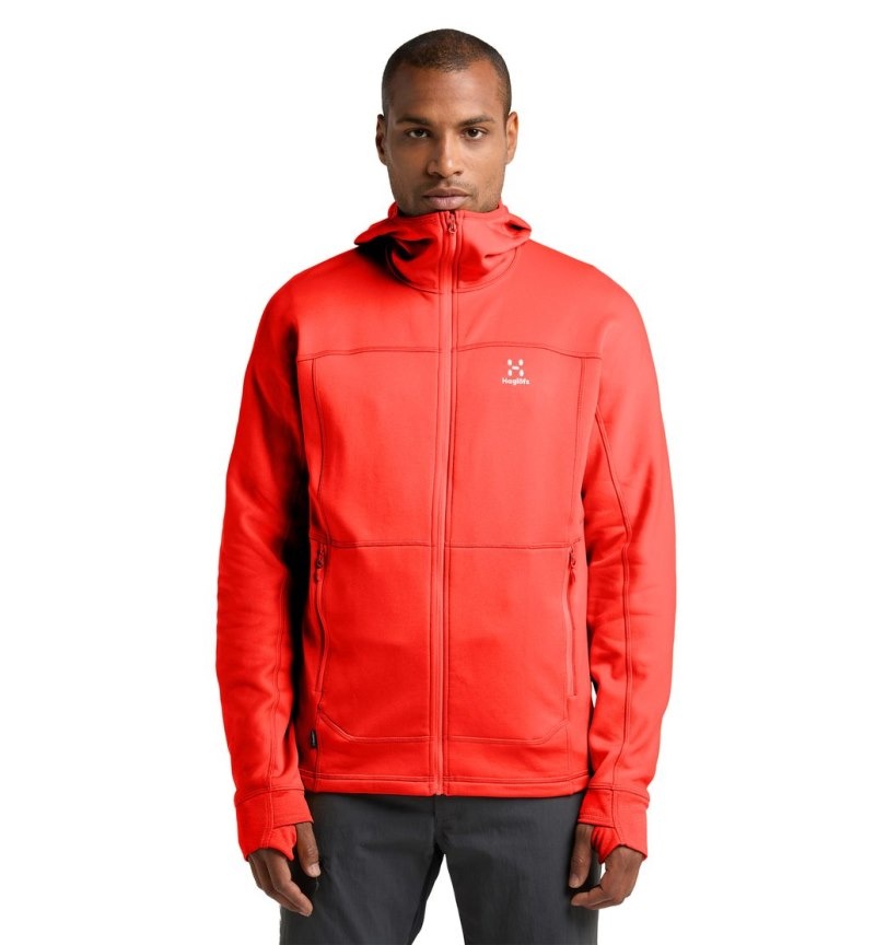 Men's Haglöfs Betula Hood Fleece Jackets Habanero Canada | XI52-569