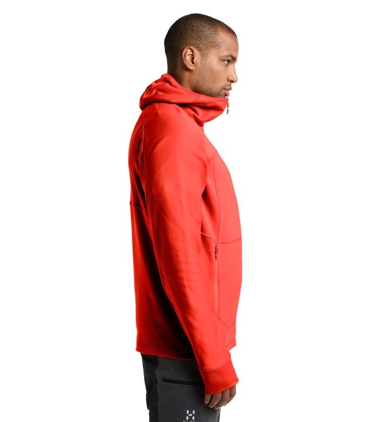 Men's Haglöfs Betula Hood Fleece Jackets Habanero Canada | XI52-569