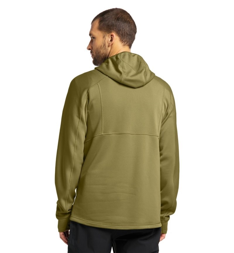 Men's Haglöfs Betula Hood Fleece Jackets Olive Green Canada | UN19-129