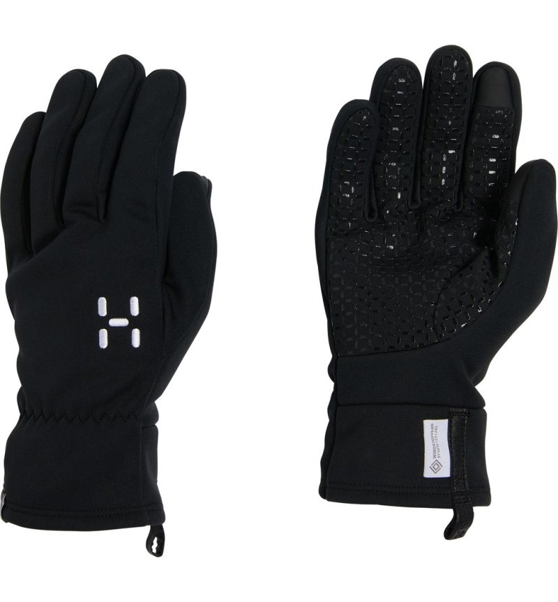 Men's Haglöfs Bow Windstopper Glove Gloves Black Canada | MZ15-539