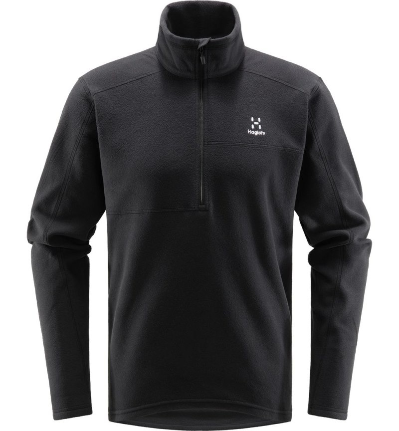 Men's Haglöfs Buteo 1/2 zip Fleece Jackets Black Canada | FF69-932