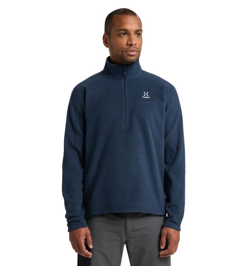 Men's Haglöfs Buteo 1/2 zip Fleece Jackets Blue Canada | HW75-715