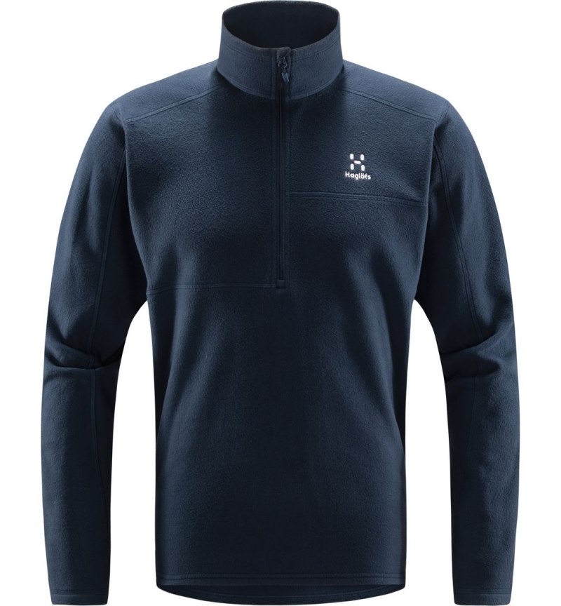 Men's Haglöfs Buteo 1/2 zip Fleece Jackets Blue Canada | HW75-715