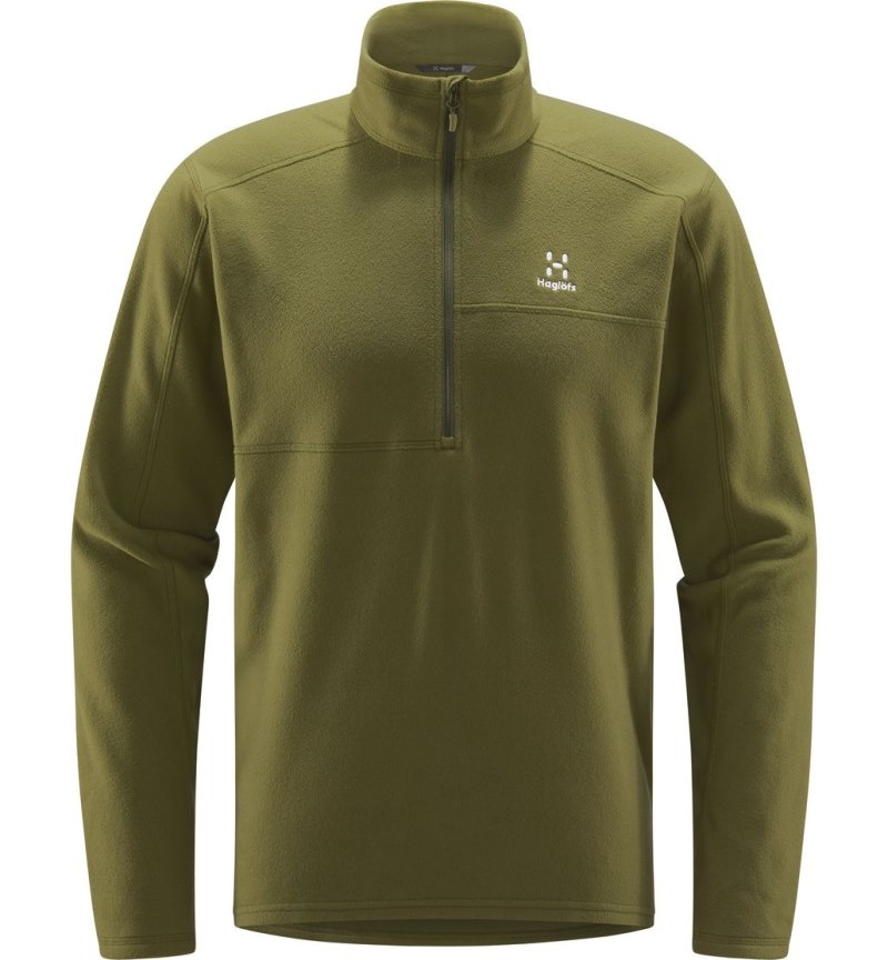 Men's Haglöfs Buteo 1/2 zip Fleece Jackets Olive Green Canada | JN43-041