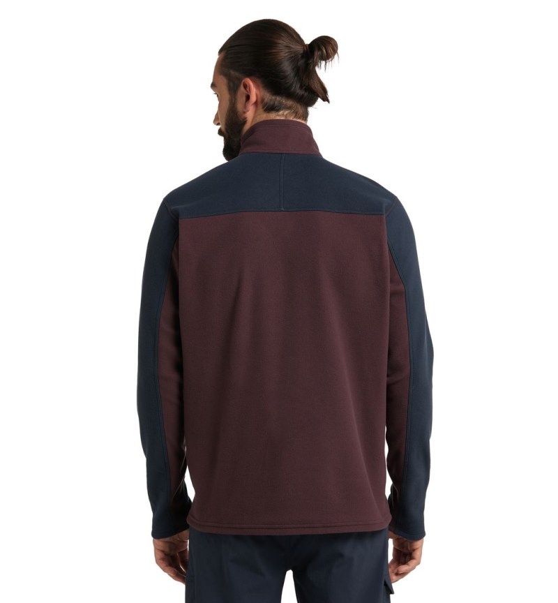 Men's Haglöfs Buteo Mid Jacket Fleece Jackets Blue / Burgundy Brown Canada | DN66-398