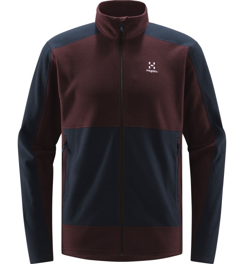 Men's Haglöfs Buteo Mid Jacket Fleece Jackets Blue / Burgundy Brown Canada | DN66-398