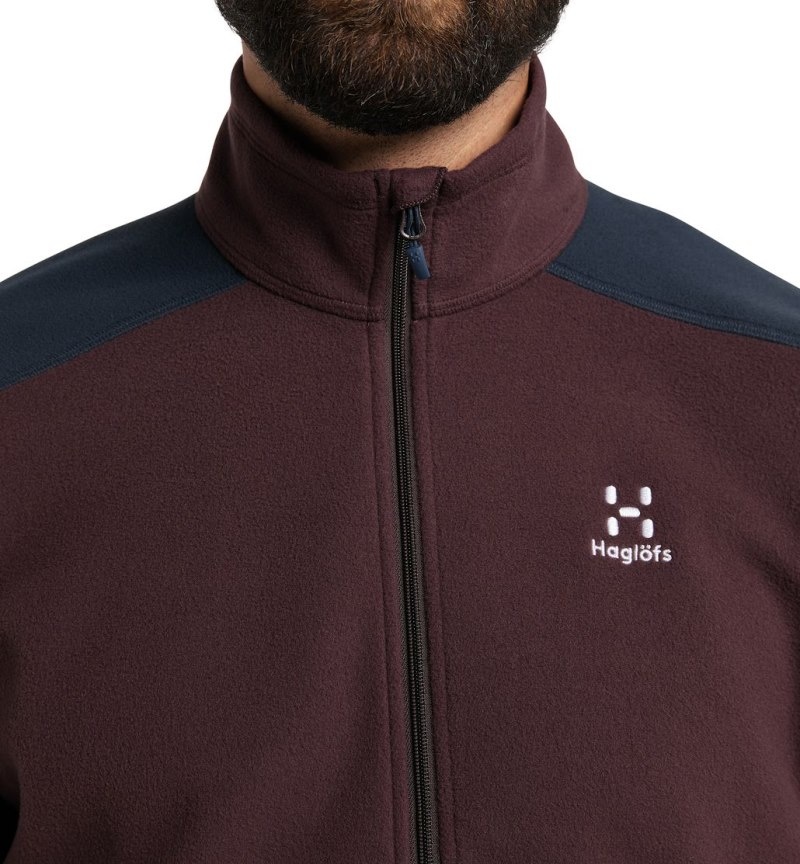 Men's Haglöfs Buteo Mid Jacket Fleece Jackets Blue / Burgundy Brown Canada | DN66-398