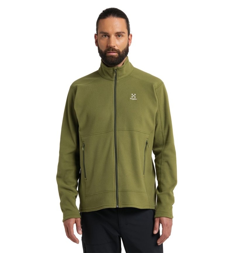 Men\'s Haglöfs Buteo Mid Jacket Fleece Jackets Olive Green Canada | GJ56-894