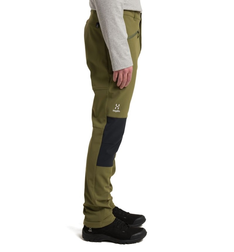 Men's Haglöfs Chilly Softshell Pant Softshell Trousers Olive Green / Black Canada | IS07-722