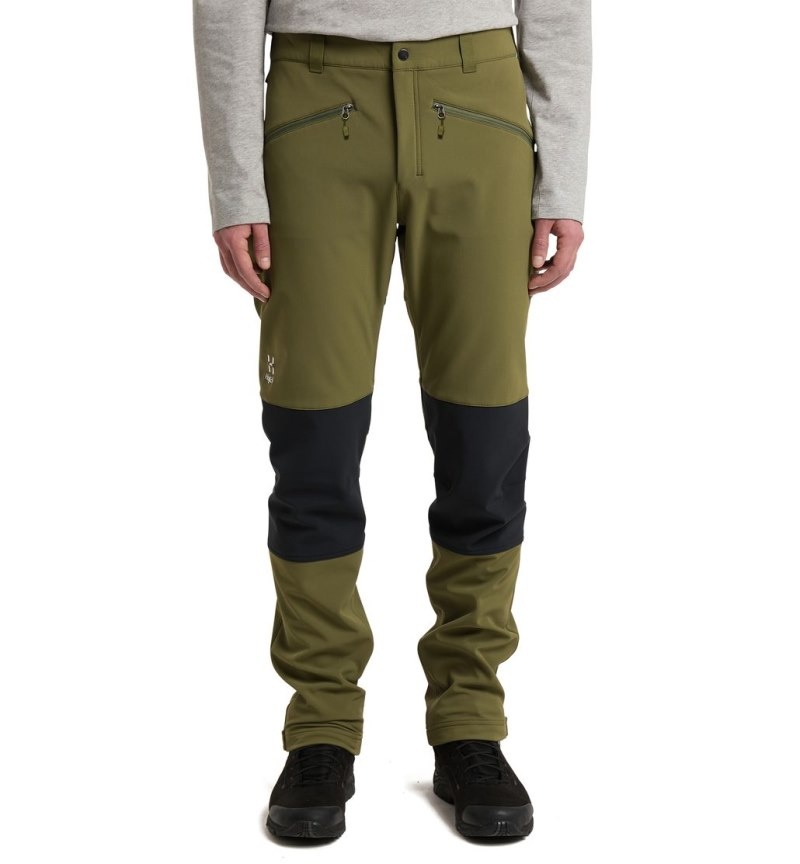 Men\'s Haglöfs Chilly Softshell Pant Softshell Trousers Olive Green / Black Canada | IS07-722