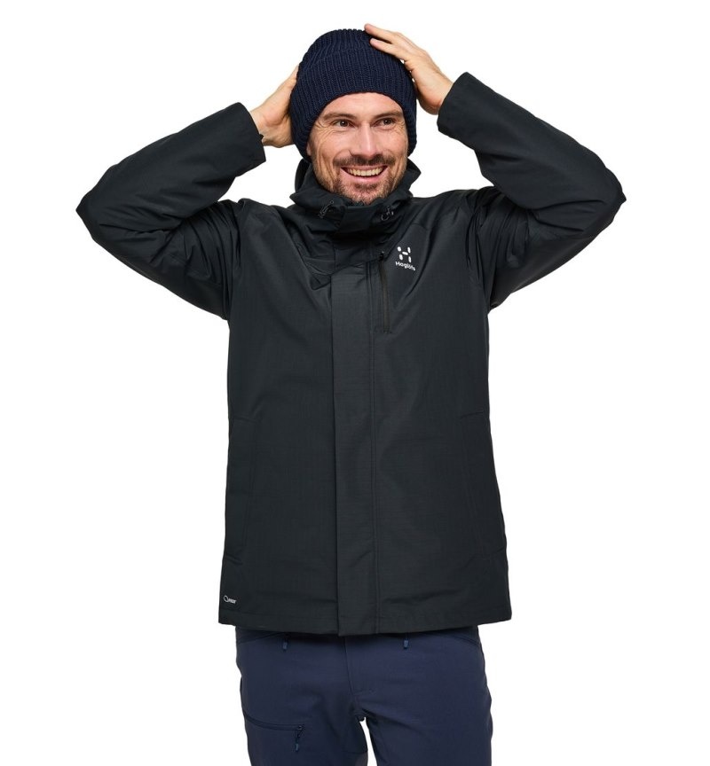 Men's Haglöfs Ek 3-in-1 Proof Jacket Windbreaker Black Canada | HR20-240