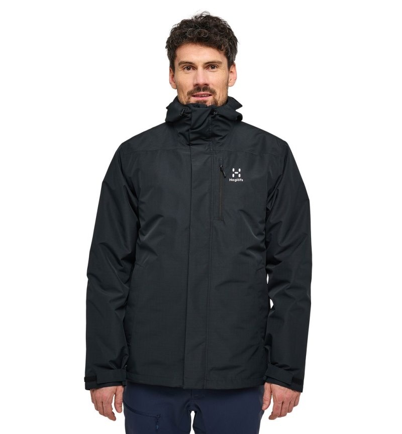 Men\'s Haglöfs Ek 3-in-1 Proof Jacket Windbreaker Black Canada | HR20-240