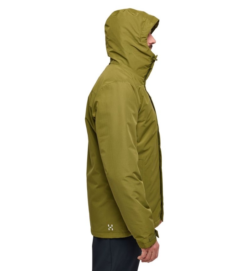 Men's Haglöfs Ek 3-in-1 Proof Jacket Windbreaker Olive Green / Green Canada | GT11-724