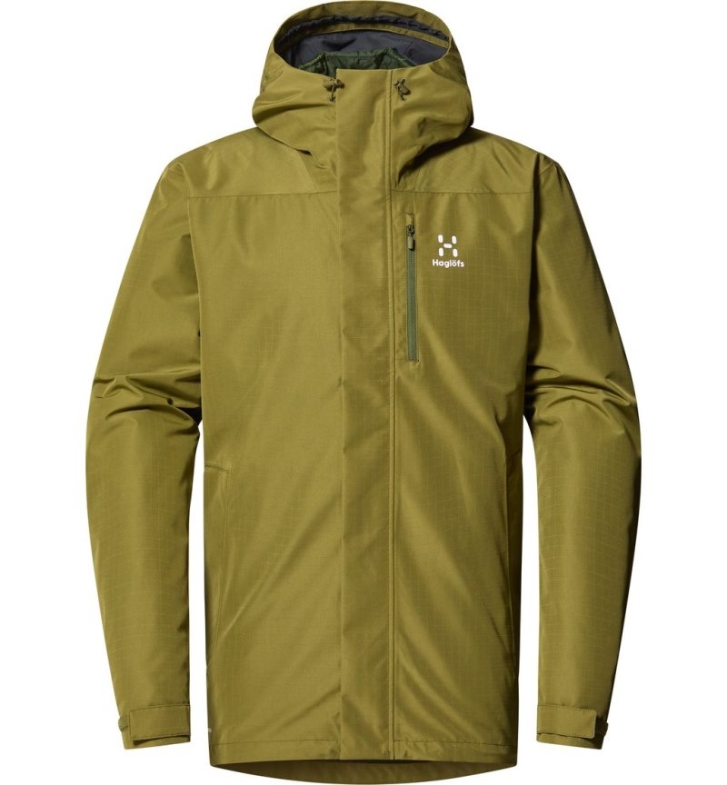 Men's Haglöfs Ek 3-in-1 Proof Jacket Windbreaker Olive Green / Green Canada | GT11-724