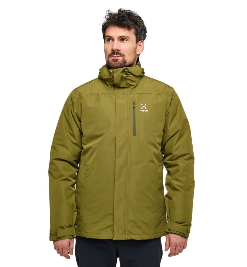 Men\'s Haglöfs Ek 3-in-1 Proof Jacket Windbreaker Olive Green / Green Canada | GT11-724