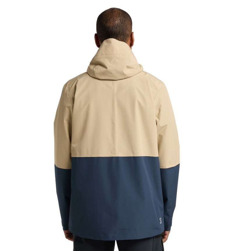 Men's Haglöfs Finch Proof Jacket Windbreaker Beige / Blue Canada | DT45-227