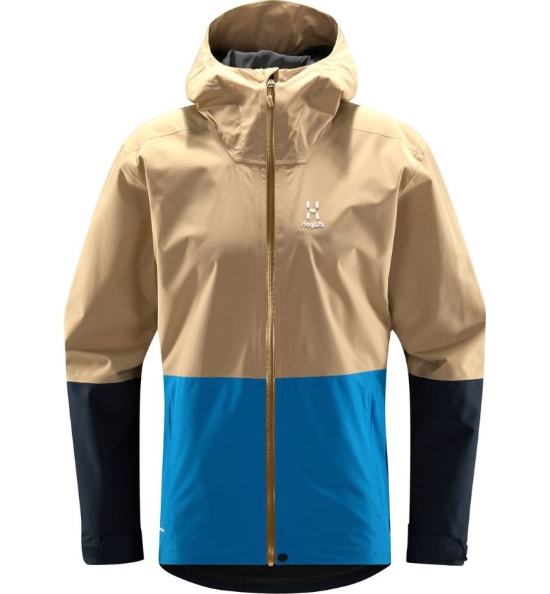 Men's Haglöfs Finch Proof Jacket Windbreaker Beige / Blue Canada | DT45-227