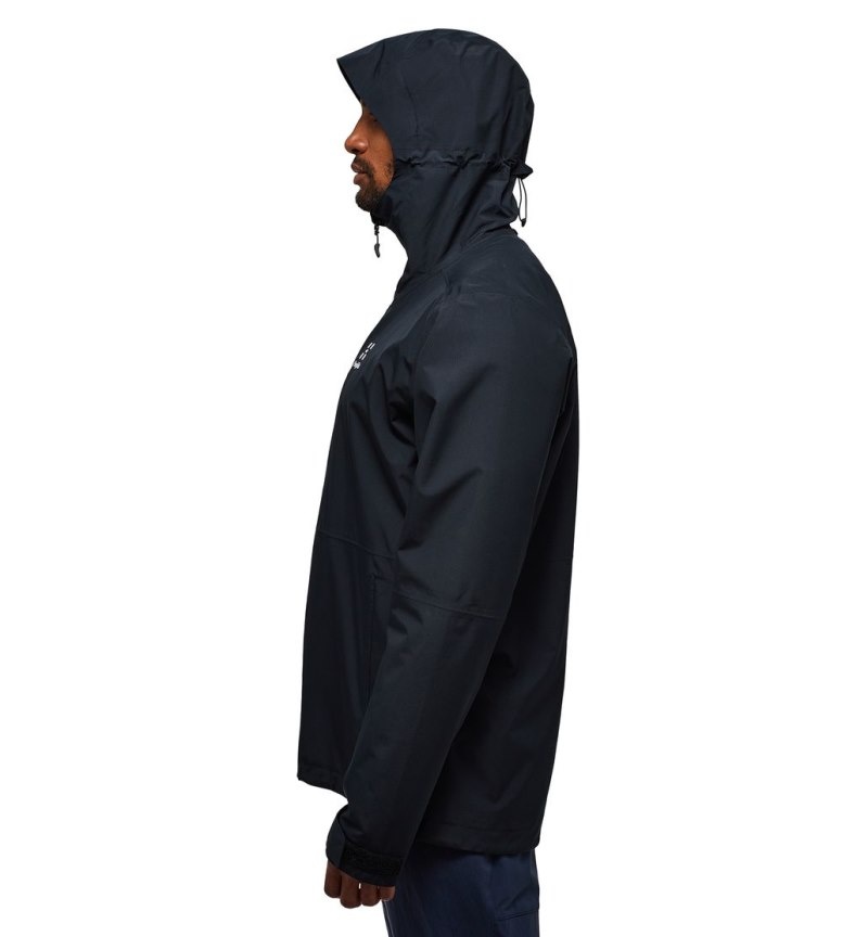 Men's Haglöfs Finch Proof Jacket Windbreaker Black Canada | HT78-917