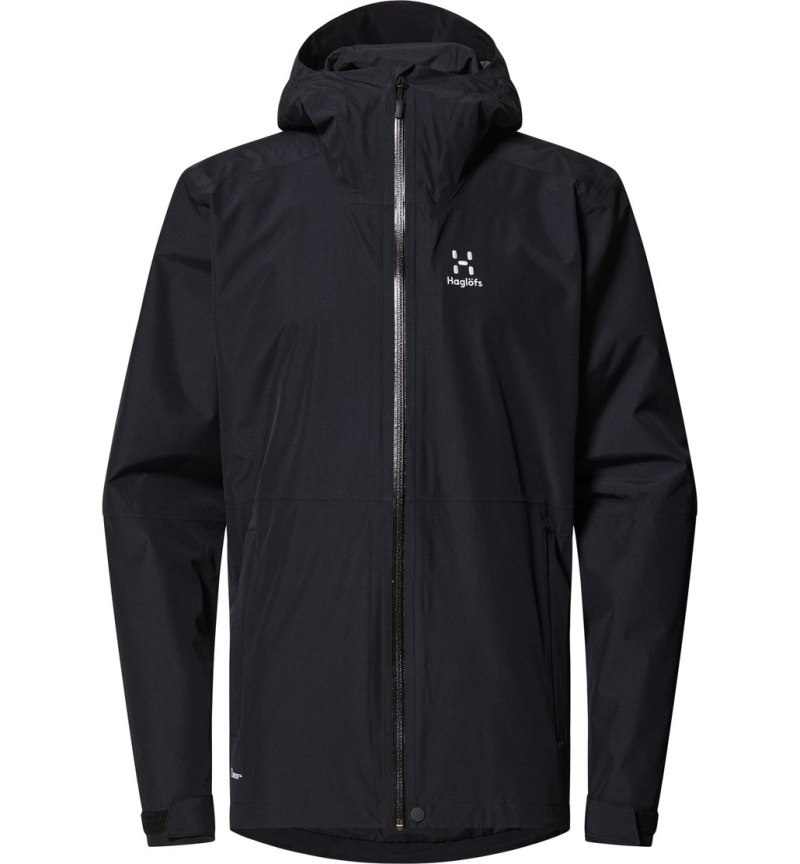 Men's Haglöfs Finch Proof Jacket Windbreaker Black Canada | HT78-917