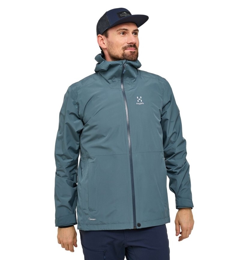 Men's Haglöfs Finch Proof Jacket Windbreaker Blue Canada | TY48-680