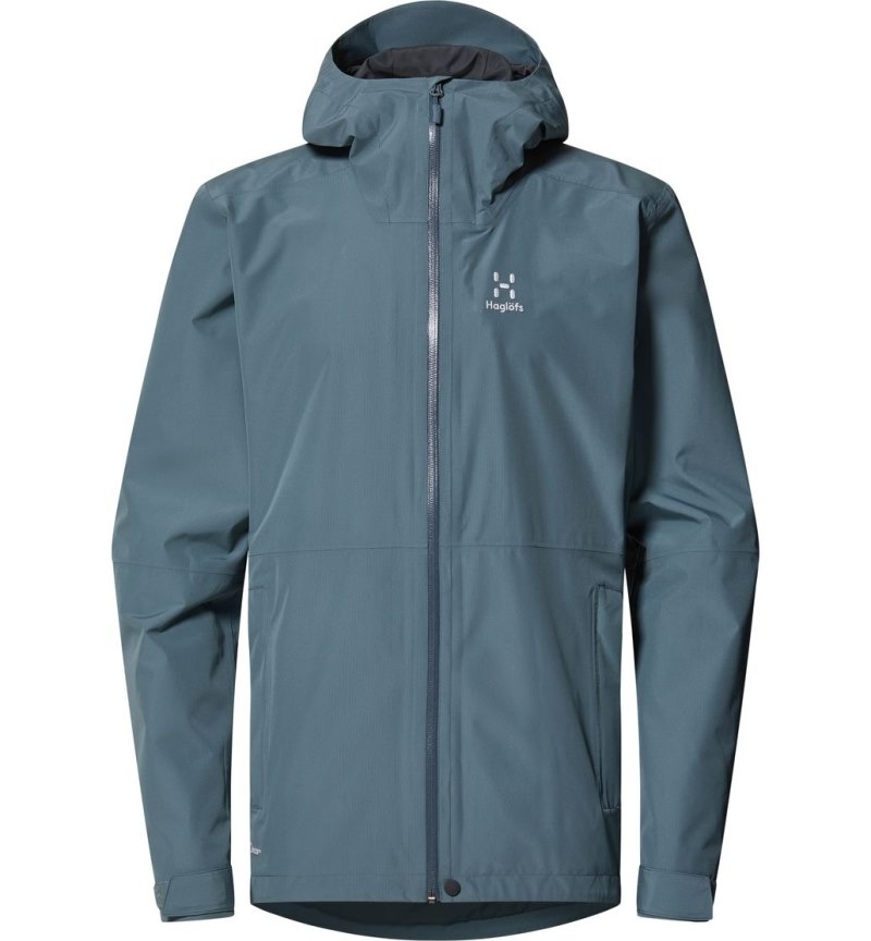 Men's Haglöfs Finch Proof Jacket Windbreaker Blue Canada | TY48-680