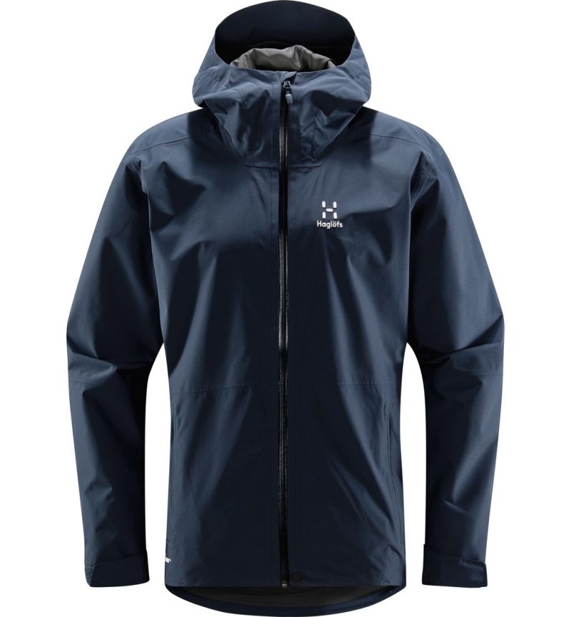 Men's Haglöfs Finch Proof Jacket Windbreaker Blue Canada | NN75-263