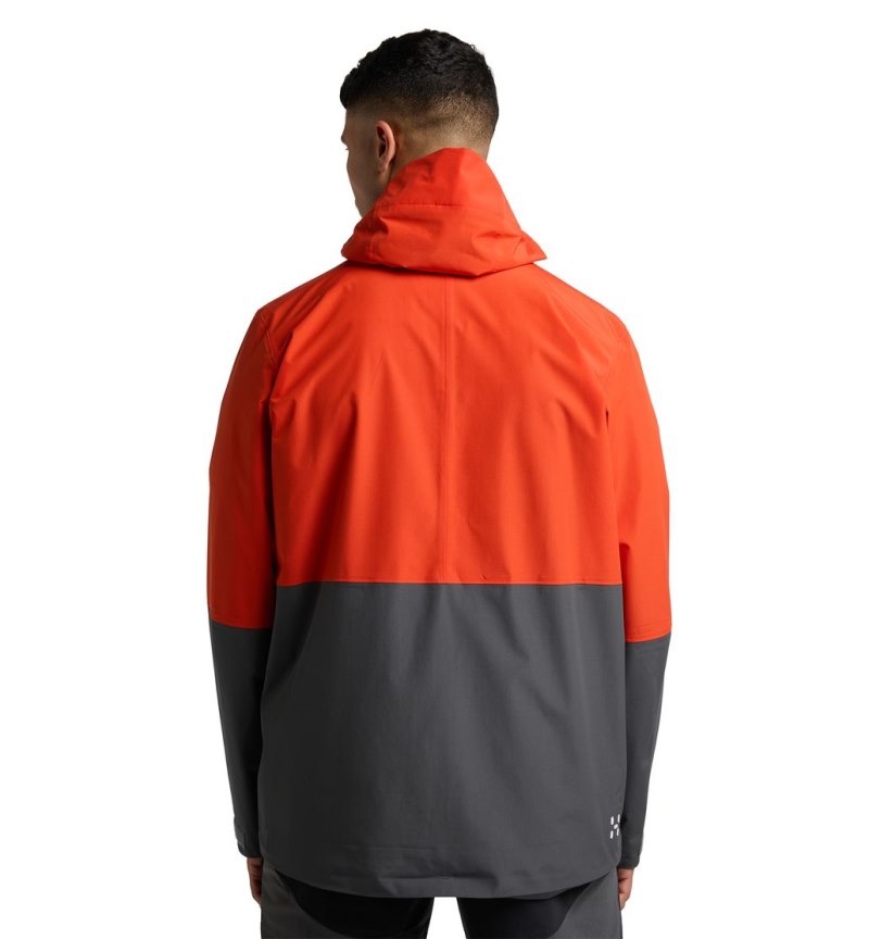 Men's Haglöfs Finch Proof Jacket Windbreaker Habanero / Magnetite Canada | OC04-371