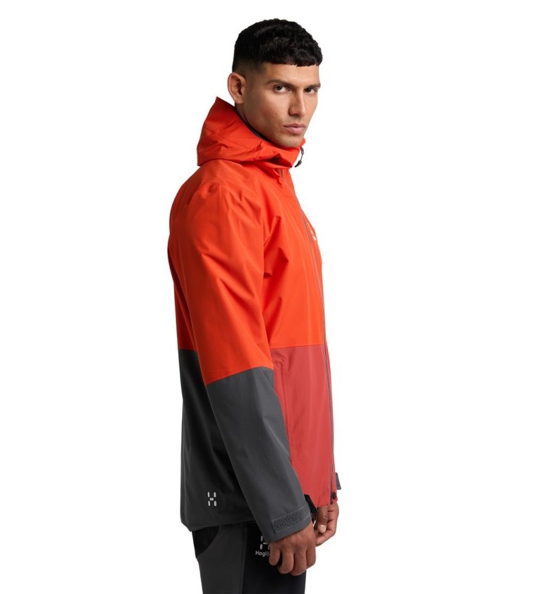 Men's Haglöfs Finch Proof Jacket Windbreaker Habanero / Magnetite Canada | OC04-371