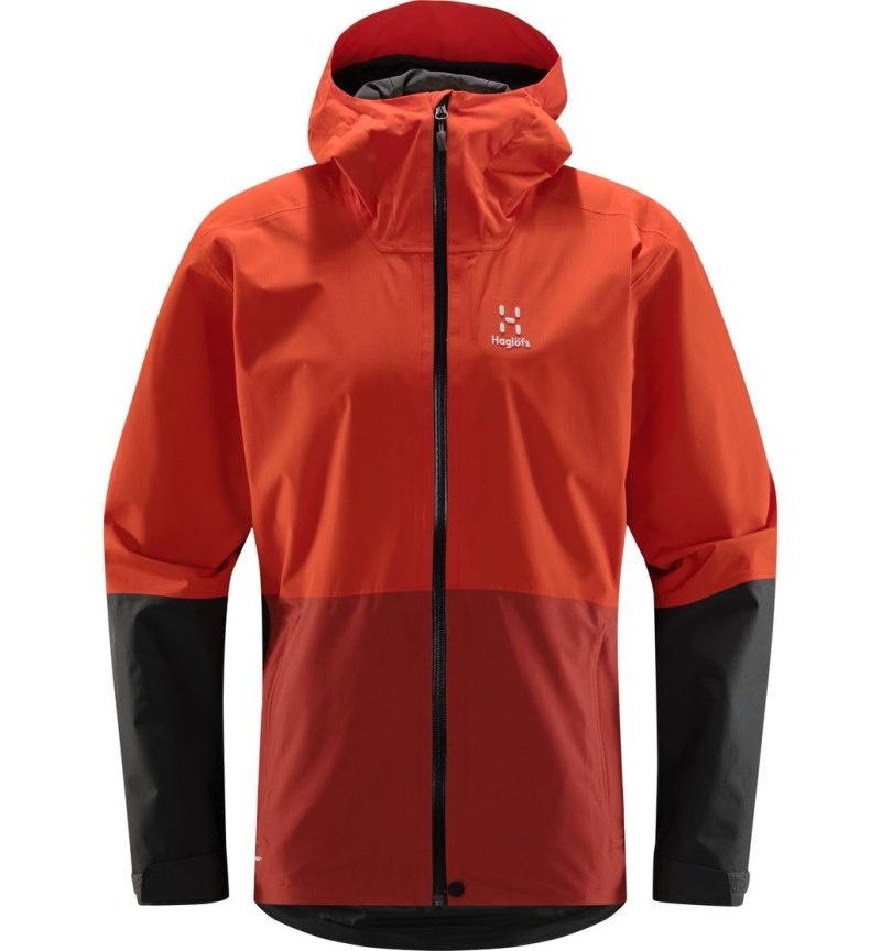 Men's Haglöfs Finch Proof Jacket Windbreaker Habanero / Magnetite Canada | OC04-371