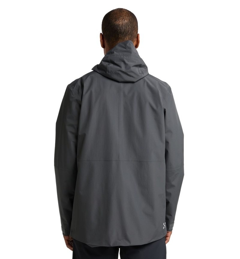 Men's Haglöfs Finch Proof Jacket Windbreaker Magnetite Canada | NR86-234