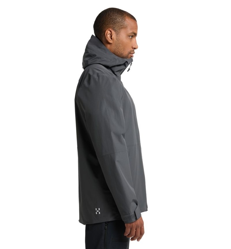 Men's Haglöfs Finch Proof Jacket Windbreaker Magnetite Canada | NR86-234