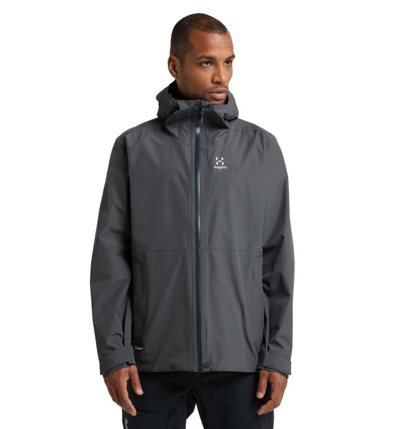 Men\'s Haglöfs Finch Proof Jacket Windbreaker Magnetite Canada | NR86-234